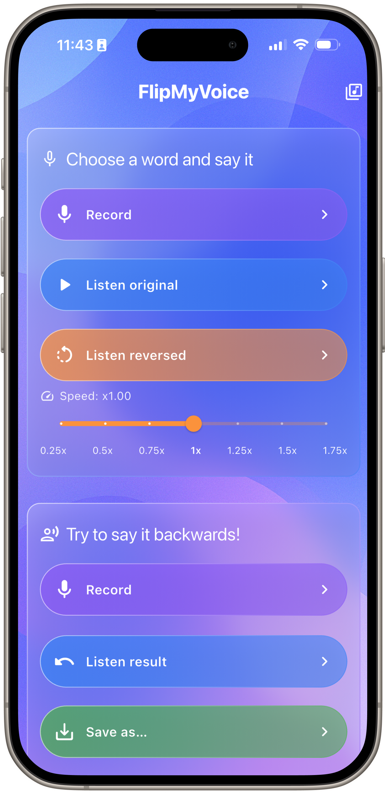 FlipMyVoice app mockup